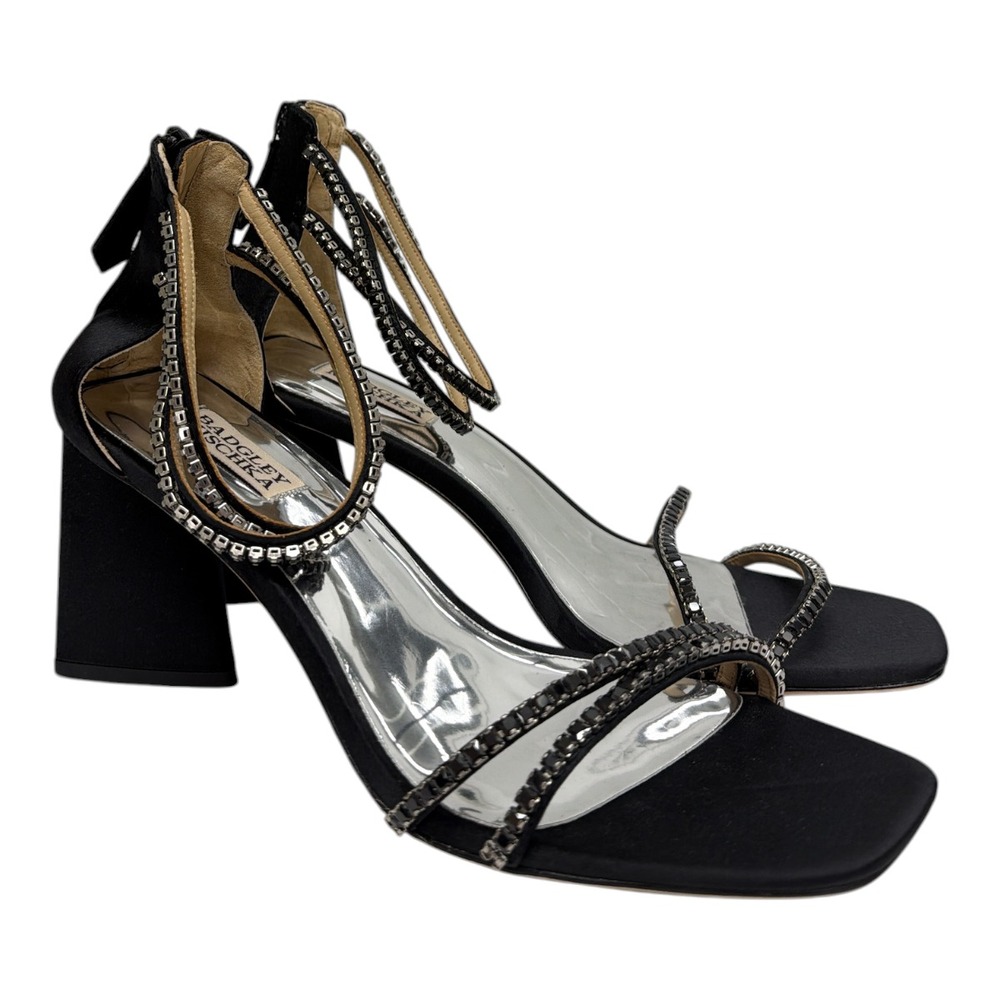 Badgley Mischka Women's Lillie Crystal Dual-strapped Block Heels Size 10 NWOB